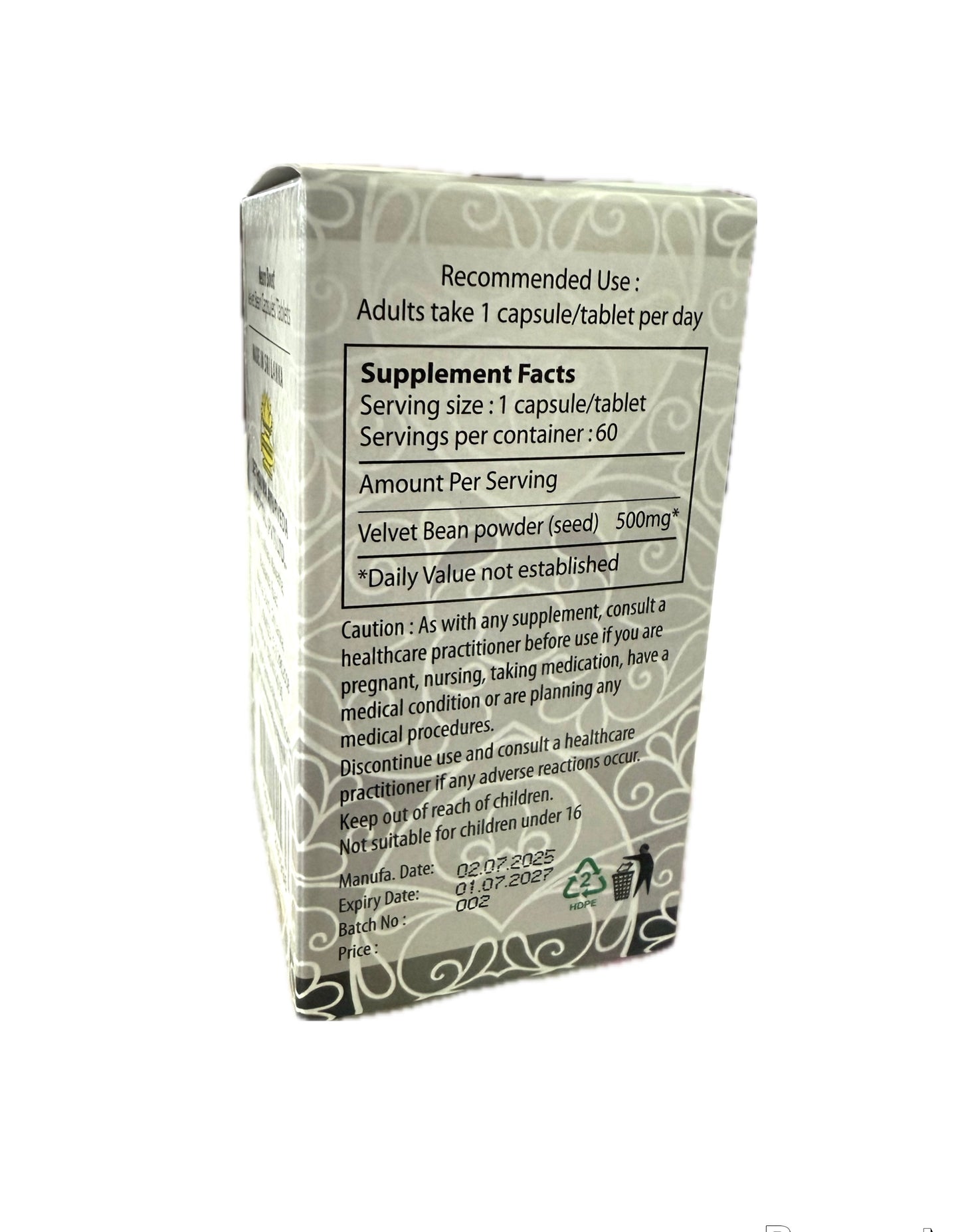 Velvet Bean capsules | poonaikal | 60 capsules