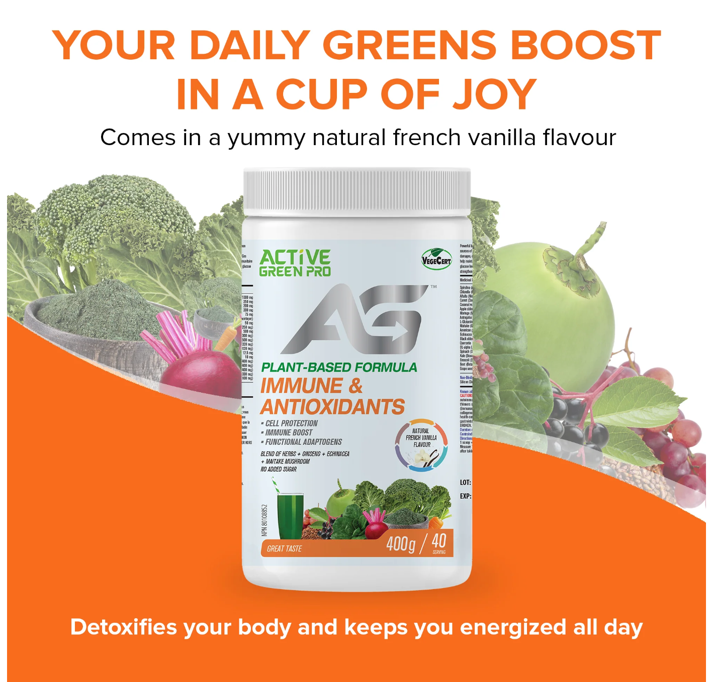 Greens Powder-Immune & Antioxidants | French Vanilla Flavour | 400g