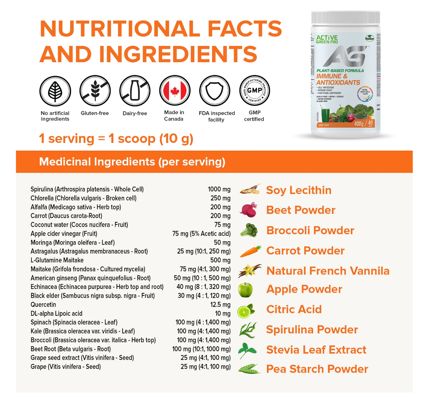 Greens Powder-Immune & Antioxidants | French Vanilla Flavour | 400g