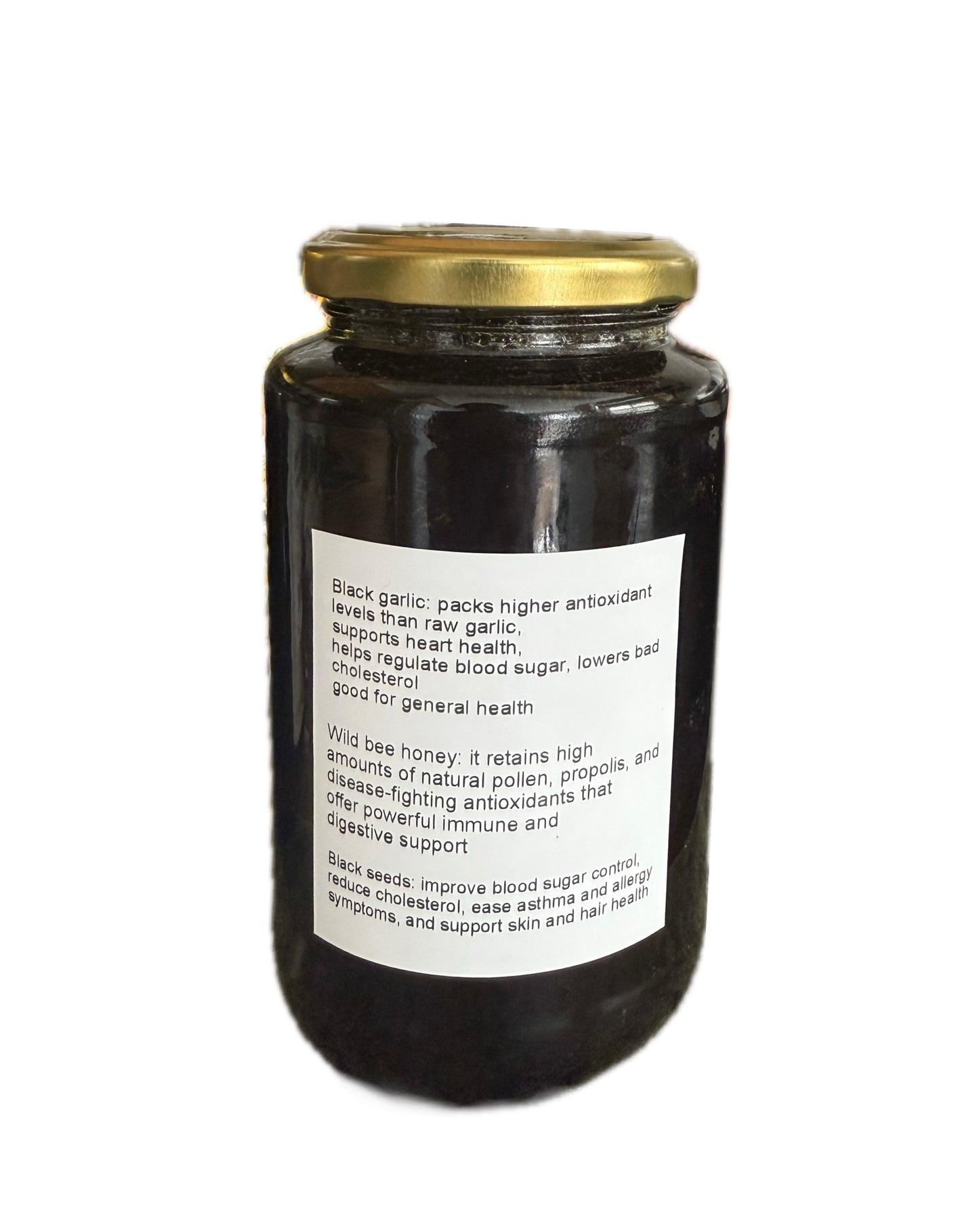Black garlic soaked in Wild Bee Honey and Black seeds | Allium sativum L