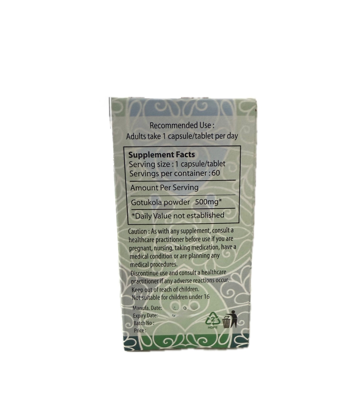 Gotukola Capsules | Centella asiatica capsules | 60 caps