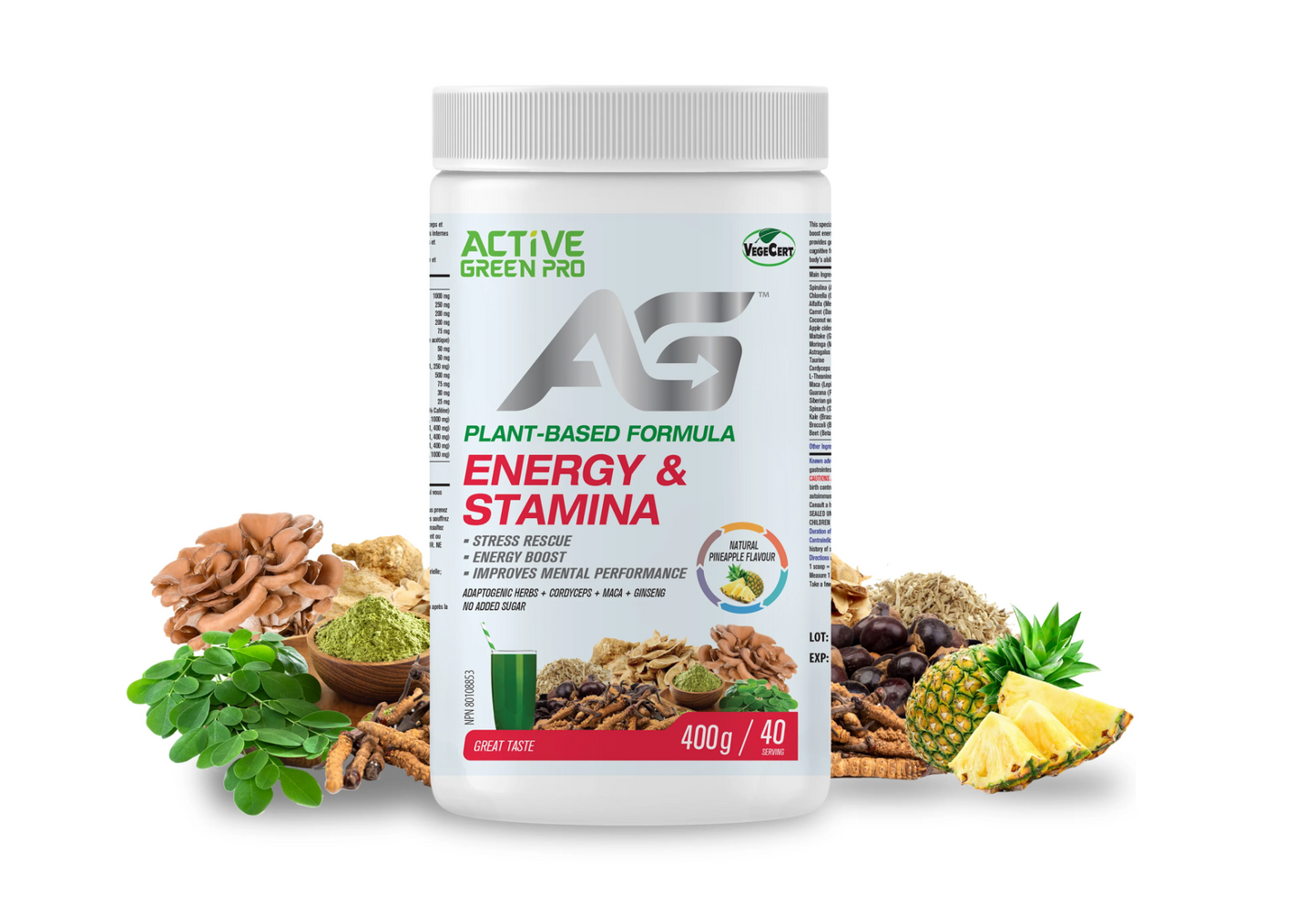Active Greens Greens Powder-Energy and Stamina | Pineapple Flavour | 400g